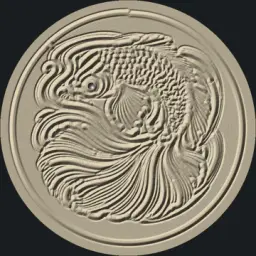 Tidal Koi: A richly scaled koi with flowing fin ribs, a broad fan tail and water currents.