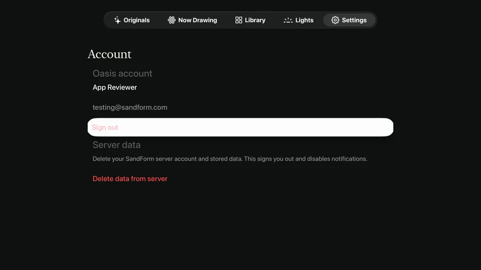 Account in Sandform for Apple TV