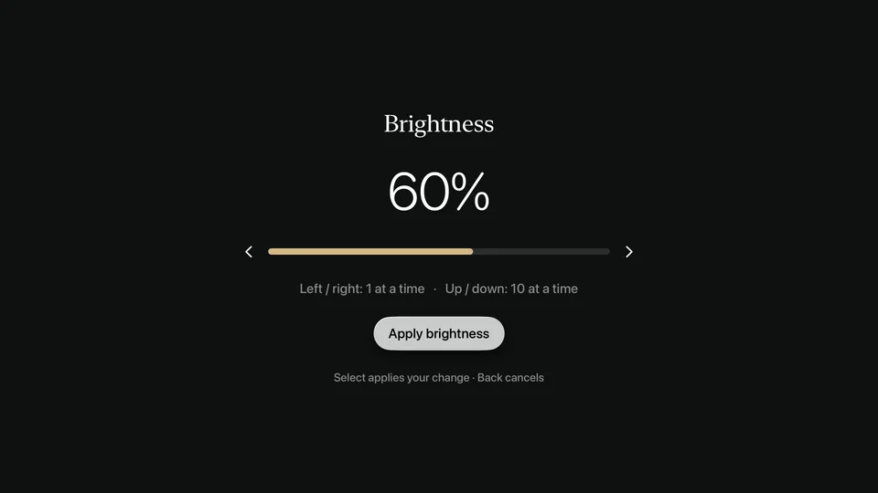 Brightness adjustment in Sandform for Apple TV
