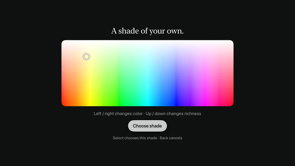 Fine-tune a shade in Sandform for Apple TV