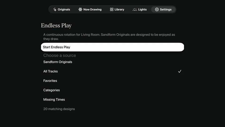 Endless Play in Sandform for Apple TV