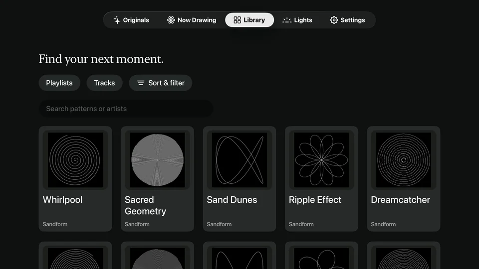 A grid of pattern thumbnails in the Apple TV library