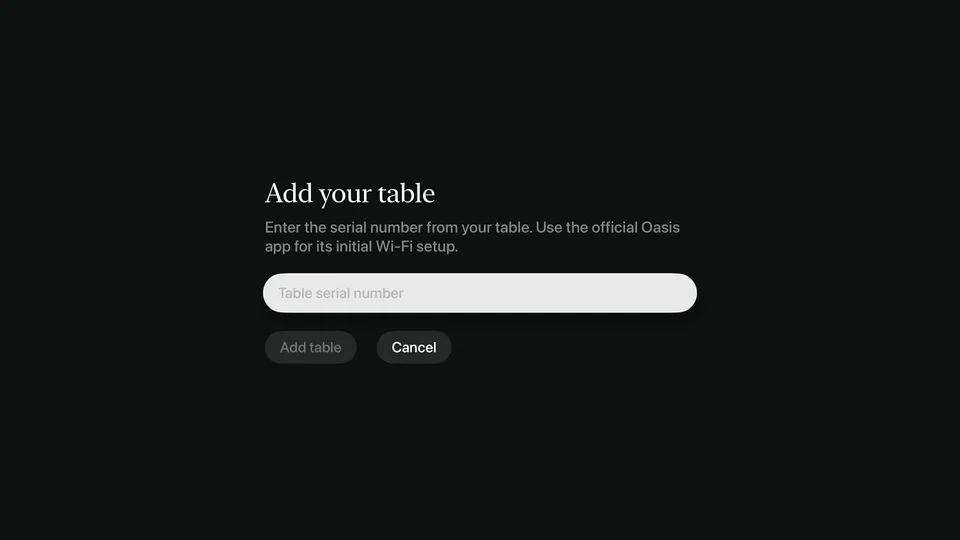 Add a table manually in Sandform for Apple TV