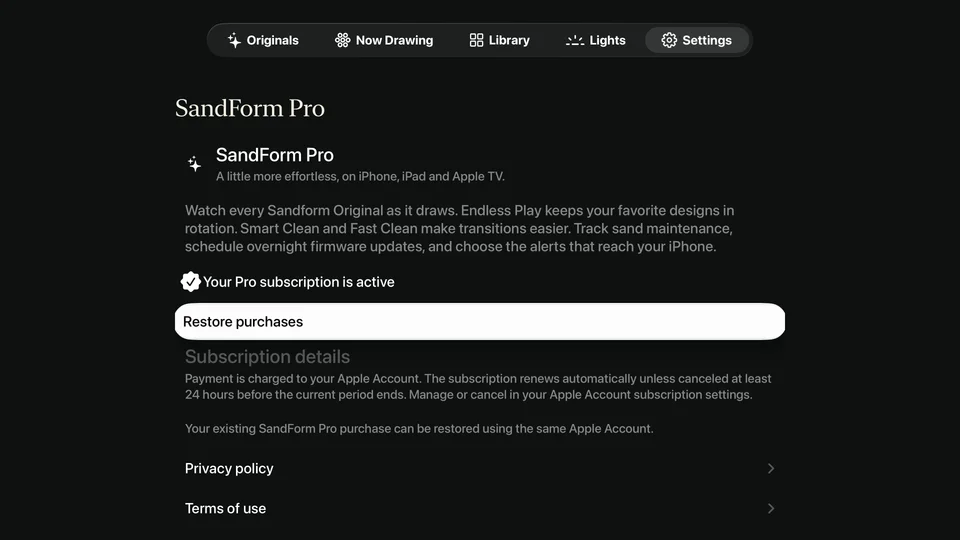 Sandform Pro in Sandform for Apple TV