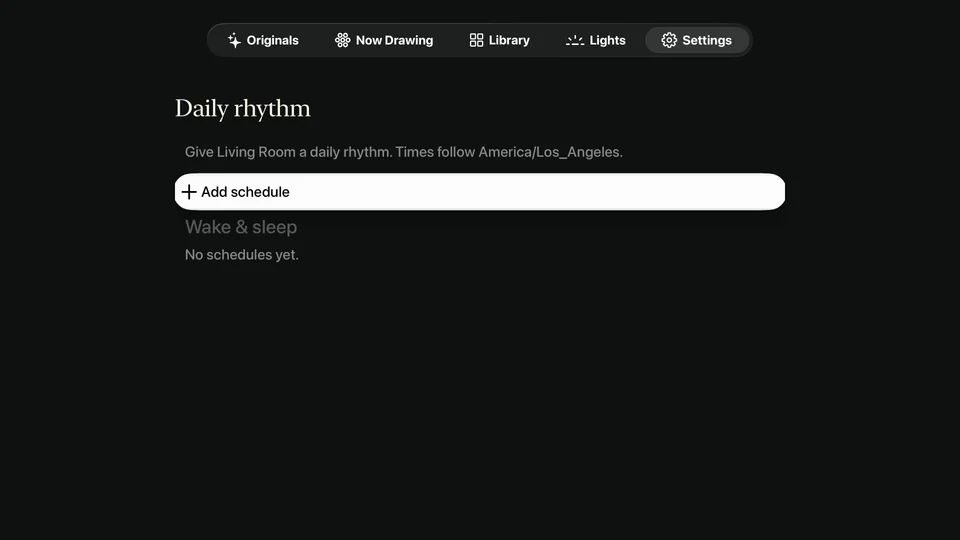 Wake & sleep schedules in Sandform for Apple TV